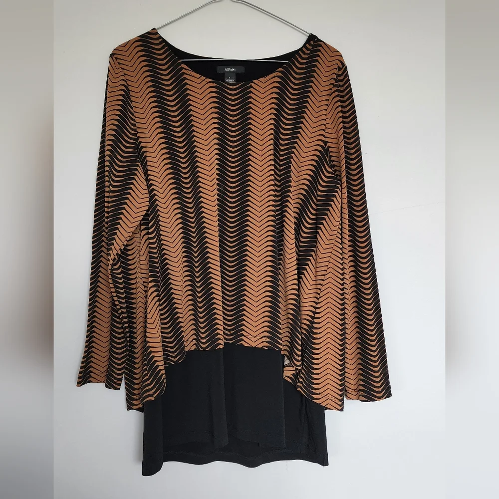 Alfani Tan Brown Rust Black Maternity Top Blouse - Picture 1 of 6
